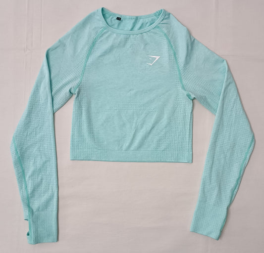 (ДАМСКО) (XS) Gymshark Seamless Cropped Long Sleeve Top блуза