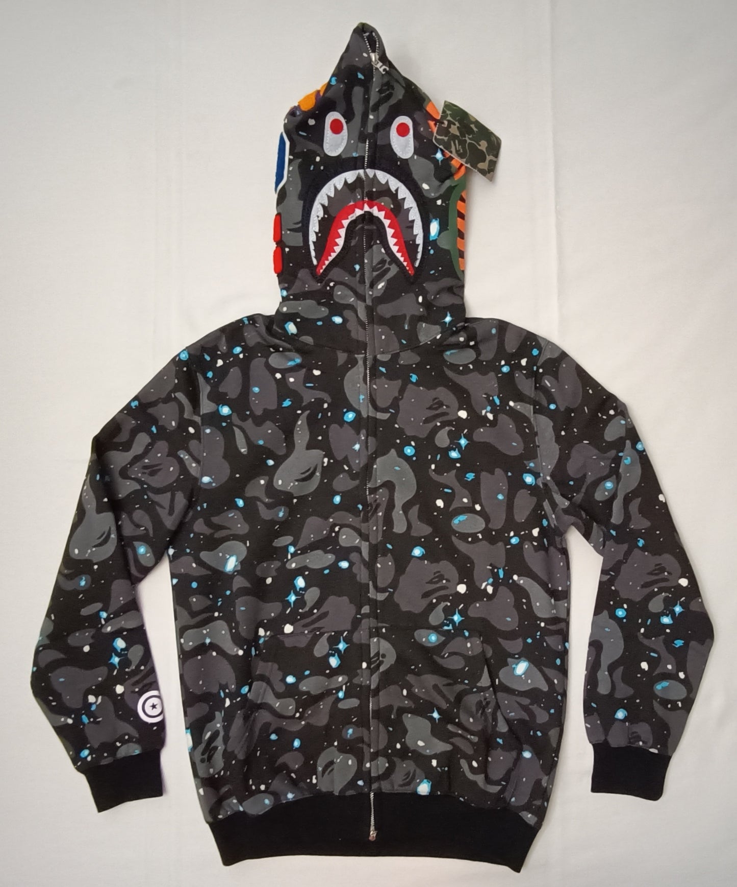 (M) A Bathing Ape Bape Space Camo Shark Full Zip Hoodie Sweatshirt горнище
