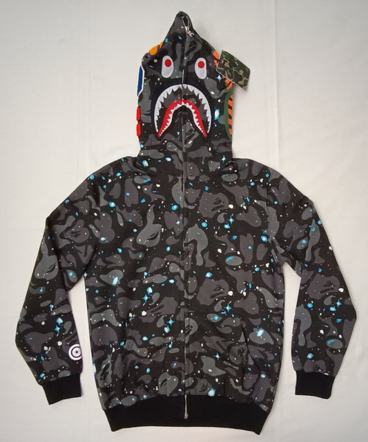 (M) A Bathing Ape Bape Space Camo Shark Full Zip Hoodie Sweatshirt горнище