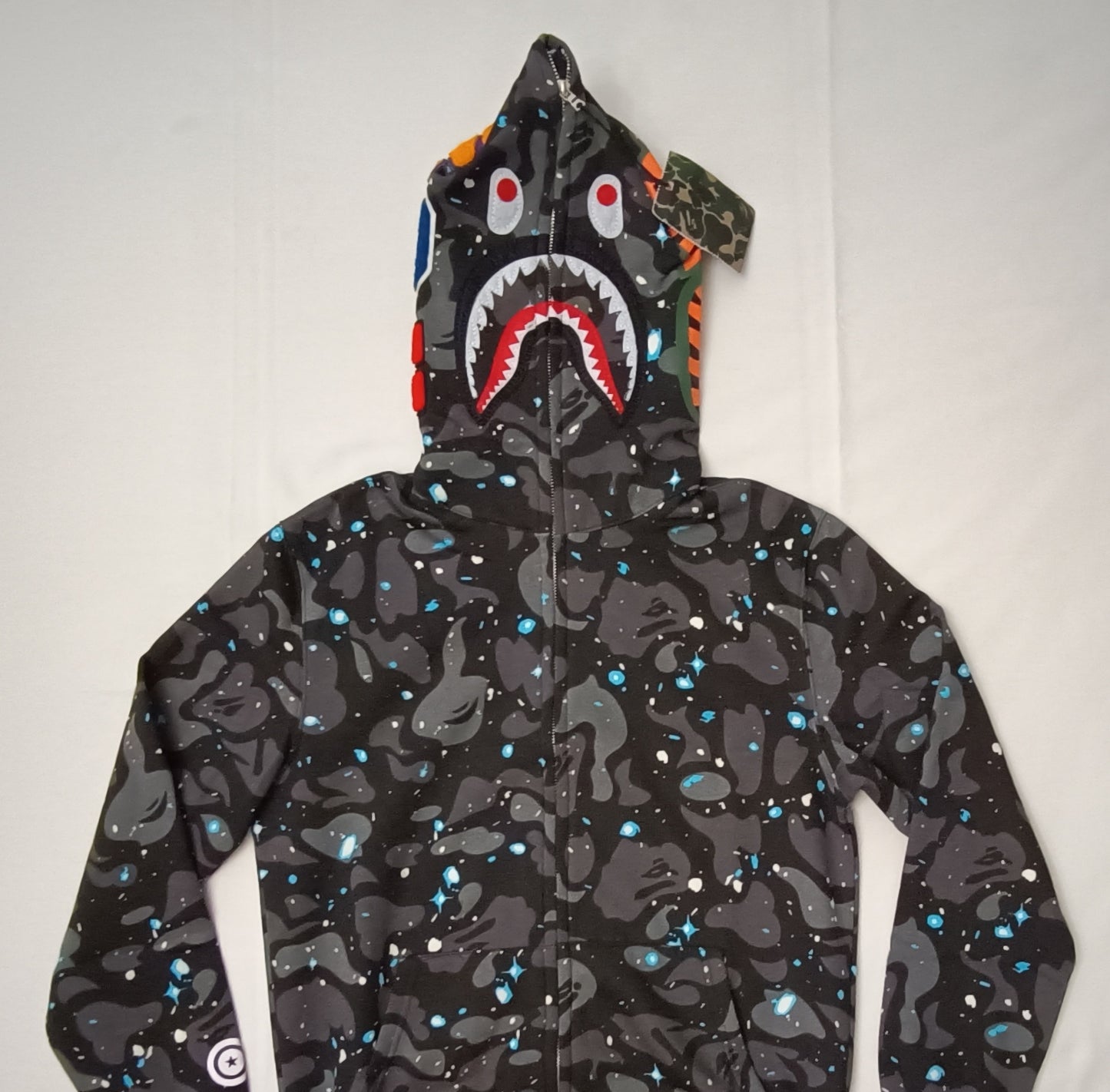 (M) A Bathing Ape Bape Space Camo Shark Full Zip Hoodie Sweatshirt горнище