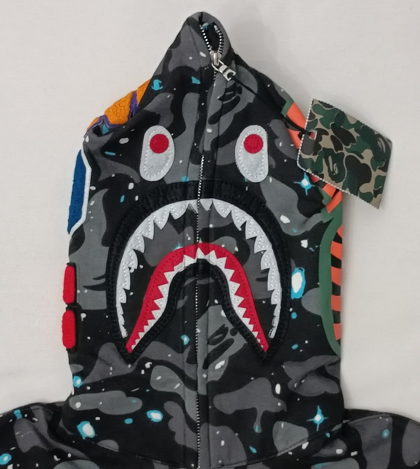 (M) A Bathing Ape Bape Space Camo Shark Full Zip Hoodie Sweatshirt горнище