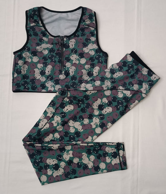 (ДАМСКО) (M) Adam Selman Cherry Bra + Tights екип (потник и клин)