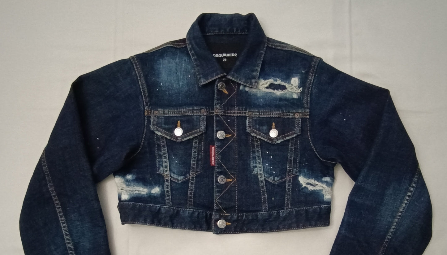 (ДАМСКО) (S) DSQUARED2 Cropped Denim Jacket дънково яке