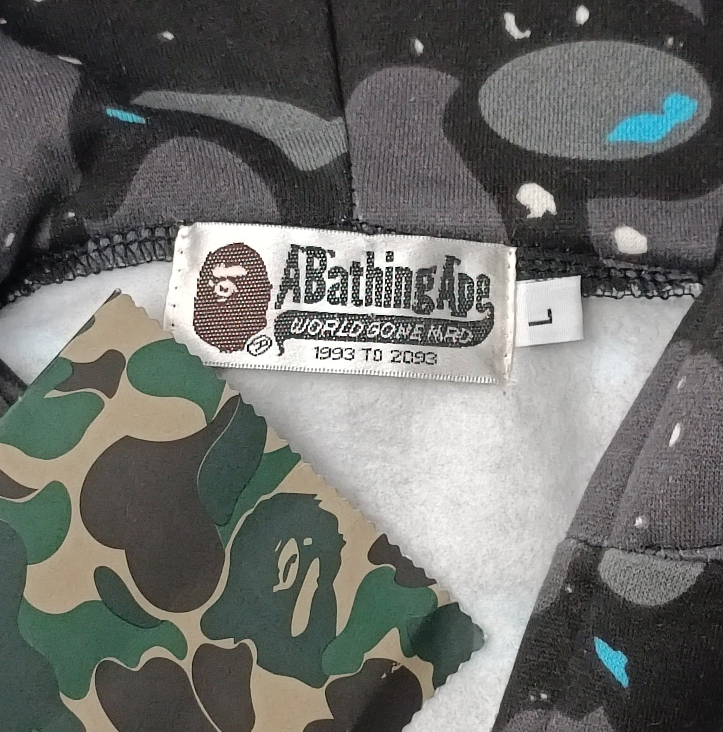 (M) A Bathing Ape Bape Space Camo Shark Full Zip Hoodie Sweatshirt горнище