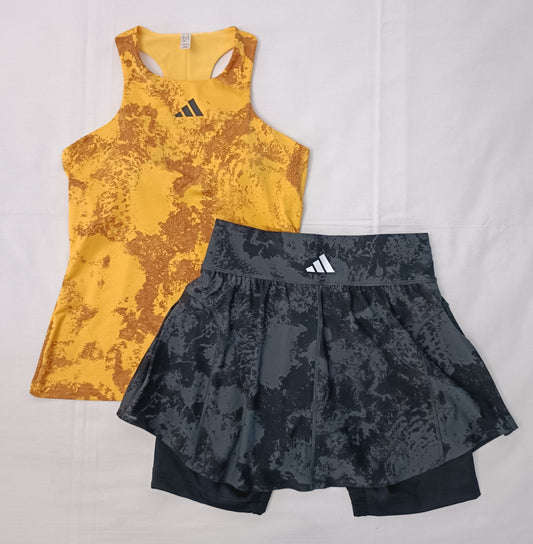 (ДАМСКО) (M) Adidas Paris Tennis Tank Top + 2in1 Skirt екип (потник и пола с клин 2в1)