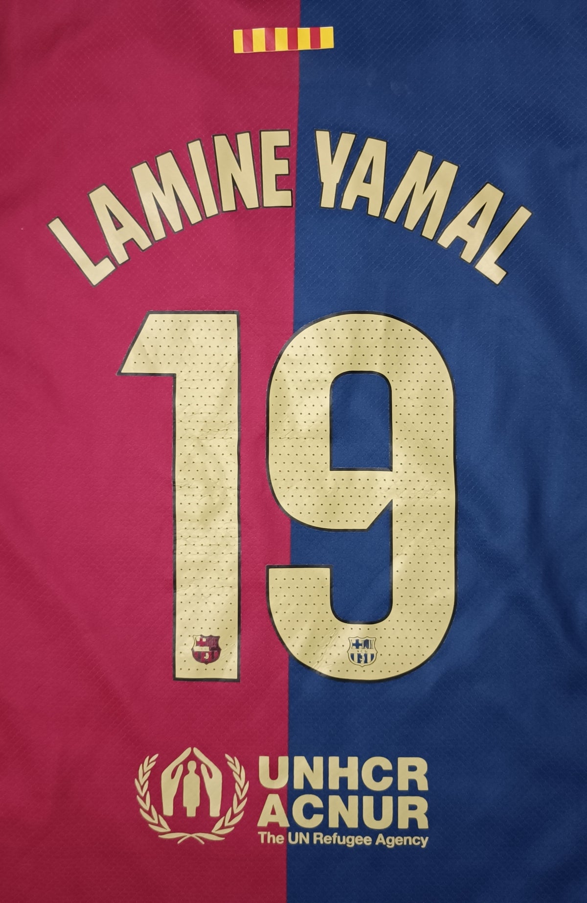 (ДЕТСКО) (Ръст 147-158см) Nike DRI-FIT FC Barcelona #19 Lamine Yamal 2024/25 Home Jersey тениска