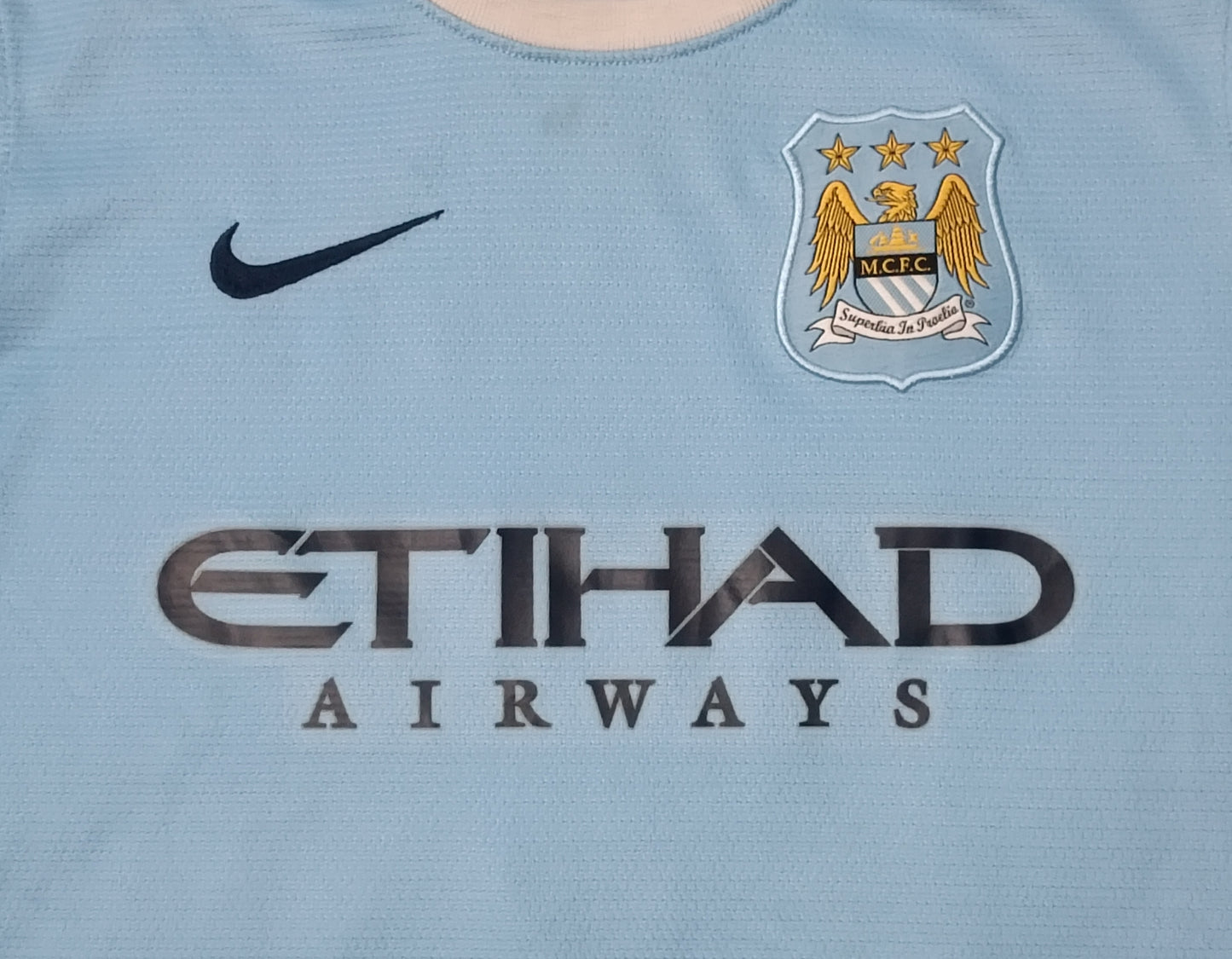 (ДЕТСКО) (Ръст 147-158см) Nike DRI-FIT Manchester City #16 kun Aguero Home Jersey тениска